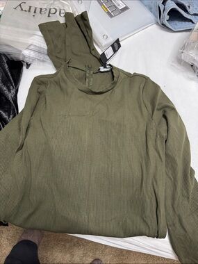 Fashion Nova Olive Green Long Sleeve Jumpsuit